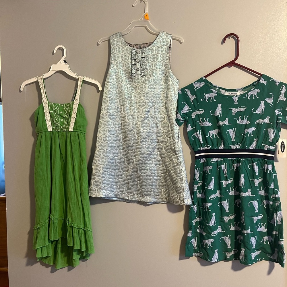 Old Navy Green and White Ruffled Tiered Sundress